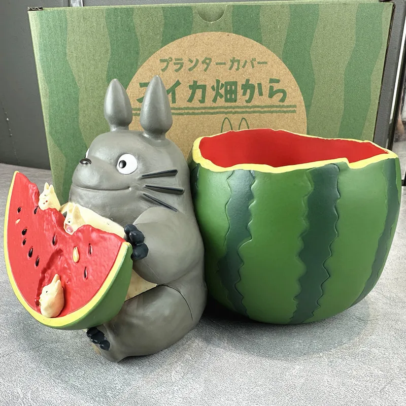 My Neighbor Totoro Watermelon Flower Pot Scene Action Figures Pvc Storage Ornament Collectible Model For Hobbyist Collector Gift