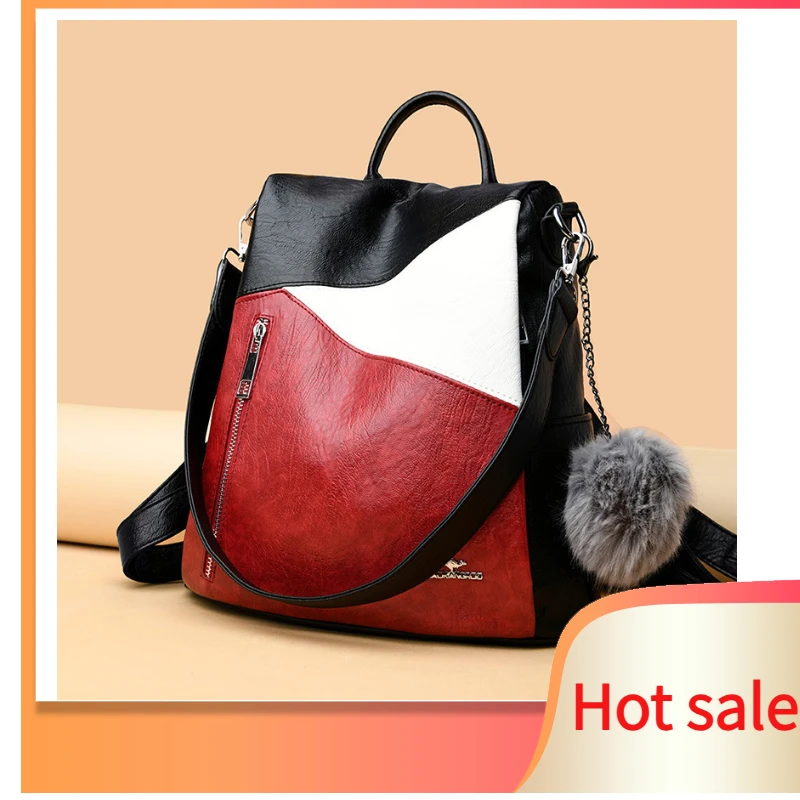 

Womens Backpack PU Leather Anti-theft Large Fashion Handbag Designer Travel Lady Business Multifunction Waterproof Shoulder Bag