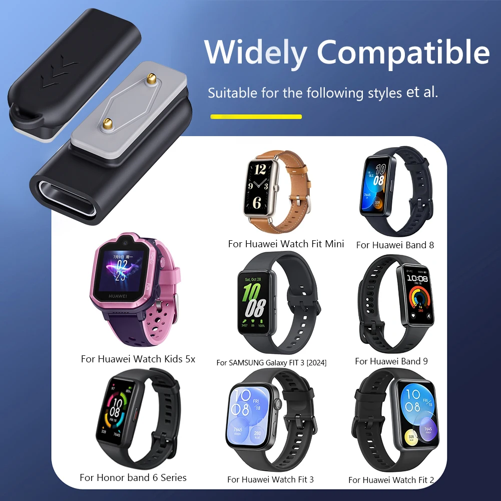 Adaptor Pengisi Daya Tipe C Konverter Kabel Pengisi Daya Magnetik Adaptor Pengisi Daya Jam Tangan untuk Samsung Galaxy Fit 3/Huawei Watch Fit 3 2
