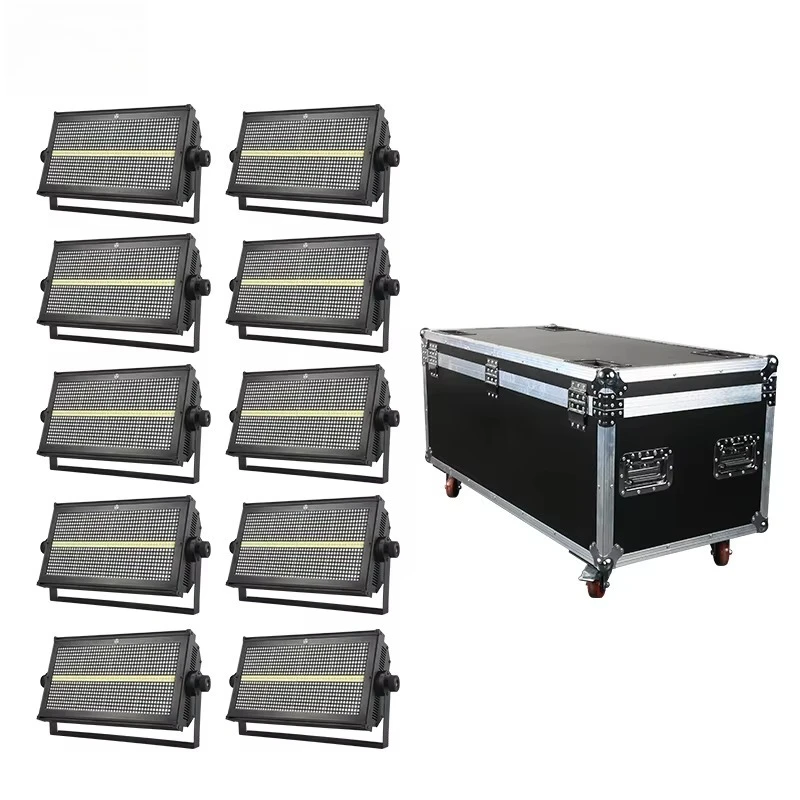 

Stage DJ Background Light 10 Pack 8+8 Segment 1000W 960pcs RGB DMX LED Strobe Wash Light with Flight Case