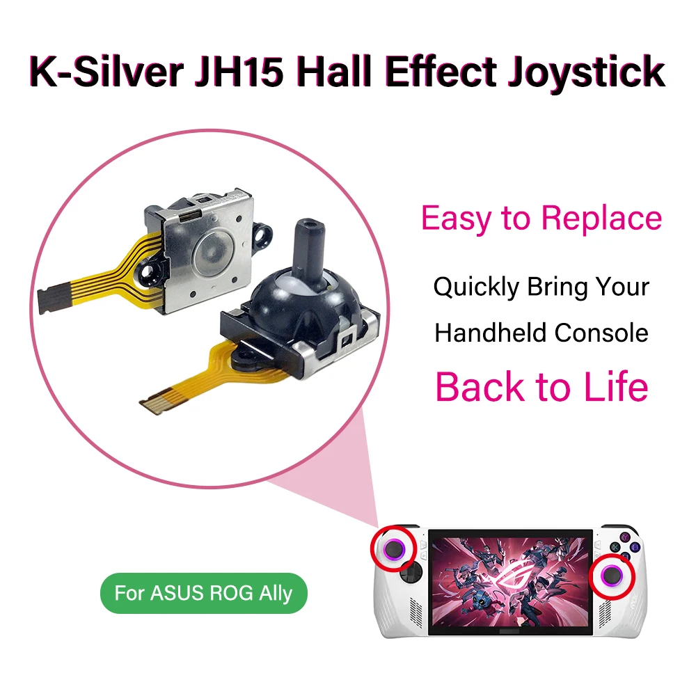 2pcs for GameSir X4 Aileron 3D Analog Stick K-Silver JH15 Hall Effect Joystick for GPD Win3/ASUS ROG Ally Thumbstick Replacement