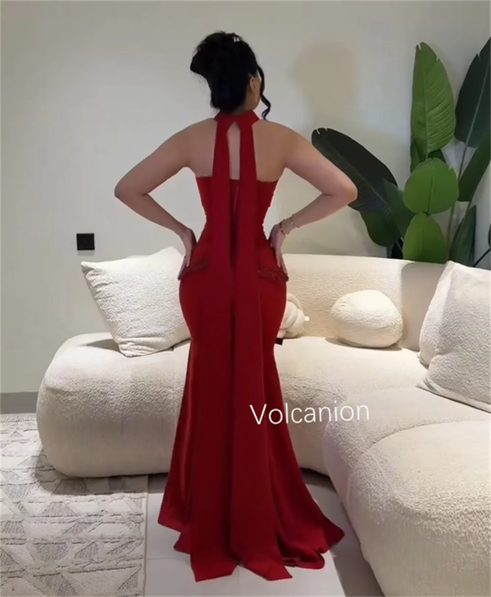 カスタムメイドの高級ジャージプリーツスパンコール付きトランペット型ストラップレスロングドレス、オーダーメイド、中国風