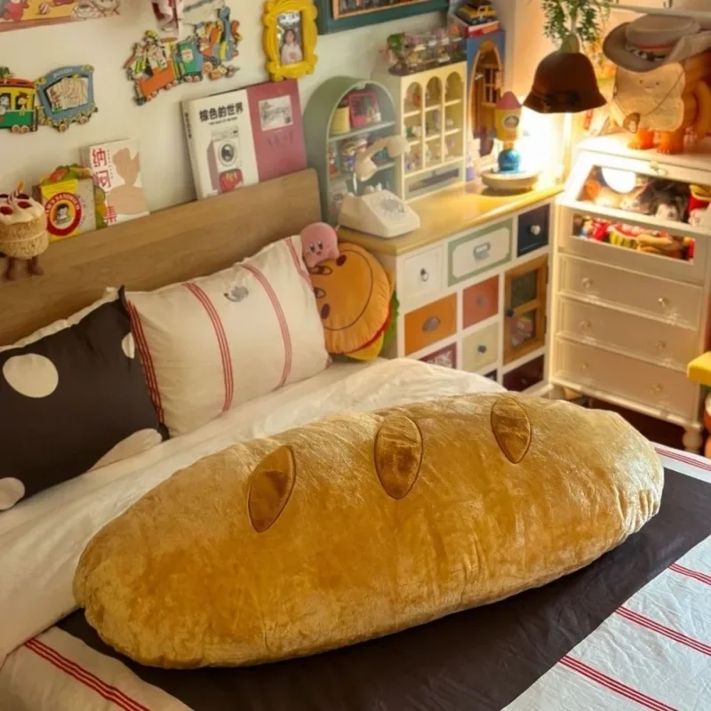 Bread baguette throw pillow, sleeping long bedside, sofa cushion, removable