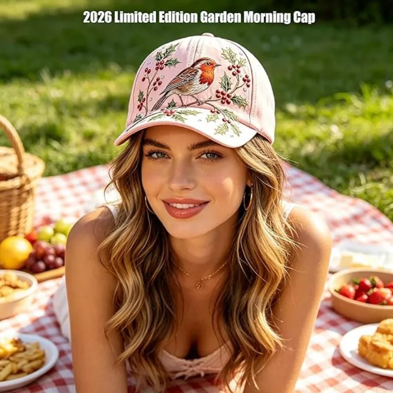 Garden Morning Baseball Cap Hummingbird Adjustable Women Botanical Cotton Cap
