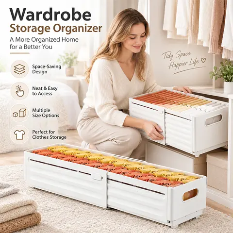 Storage Box Off-White Foldable Storage Box Multi-Size Closet Organizer Thickened Plastic Cabinet Container Large Capacity Wardrobe Shelf Bin for Clothes Blanket Toy
