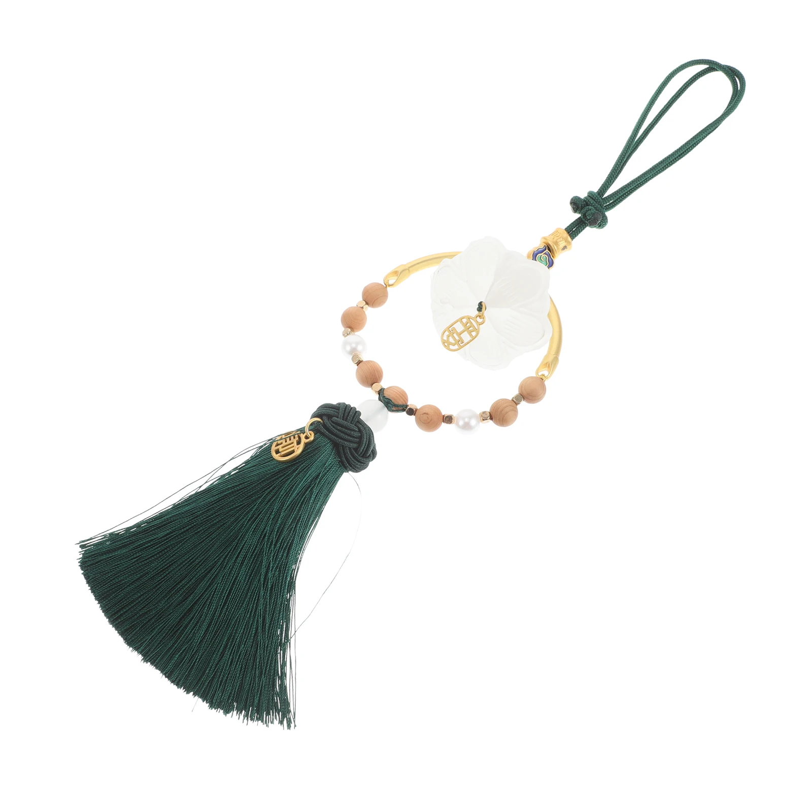 

Китайский стиль, белый стеклянный кулон в виде лотоса, подвесное украшение для автомобиля, зеркало заднего вида, орнамент, счастливая кисточка, фэн-шуй, благословение, авто