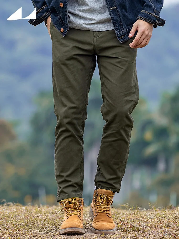

Retro American Military een Cotton Casual Pants Men's Heavy Wear Resistant Denim Long Trousers Straight Leg Faion Urban S...