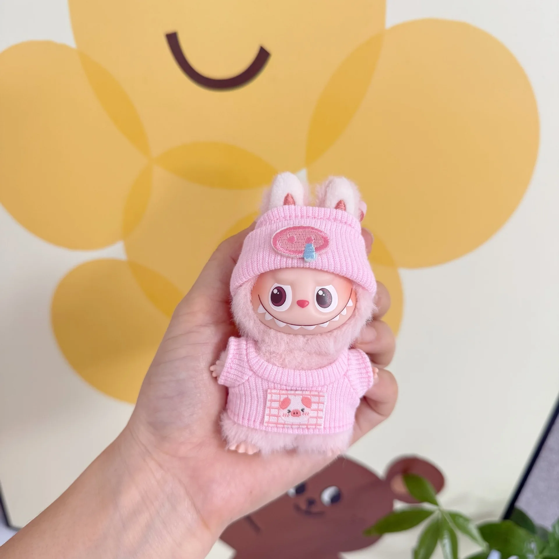 Roupas de boneca acessórios roupas em forma de animal bonito para 10.5cm labubu 4.0 o monstros pino para série amor ropa labubu presente