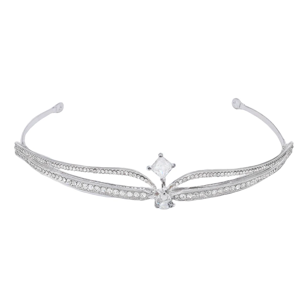 

Bridal Tiara Zircon Inlay Crown Women Bride Headband Elegant Retro Rhinestone Decor Wedding Hair Tool Styling Accessories
