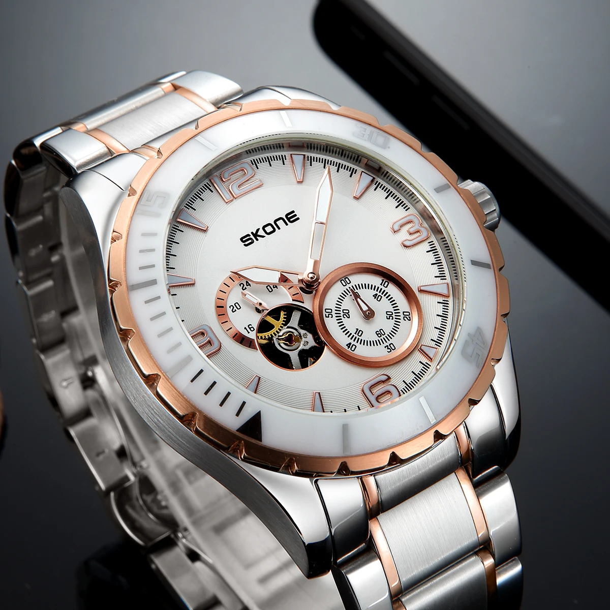 Reloj para hombre, reloj mecánico completamente automático de acero inoxidable, resistente al agua, luz nocturna, tendencia de negocios, reloj de marca de moda para hombre