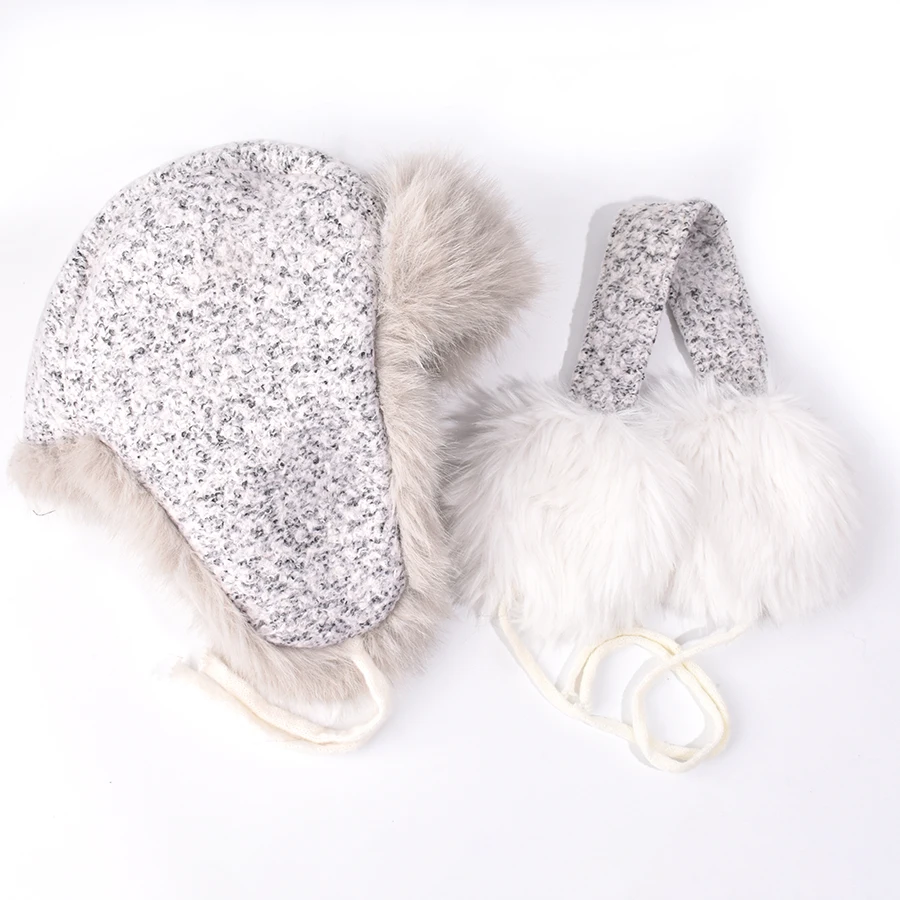 2025 neue Pelzmütze Männer Russische Uschanka Bomber Hüte Weiß Warme ohrenschützer Pilot Hut Winter Warme Echt Kaninchen Fell Earflap Männer schnee Kappen