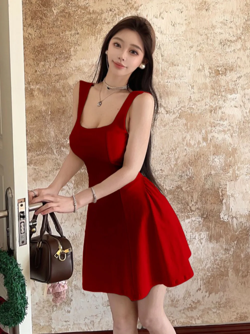 

Красная винтажная пышная юбка трапециевидной формы на бретельках для дня рождения, женская элитная юбка трапециевидной формы с застежкой на талии, ort Dr для женщин