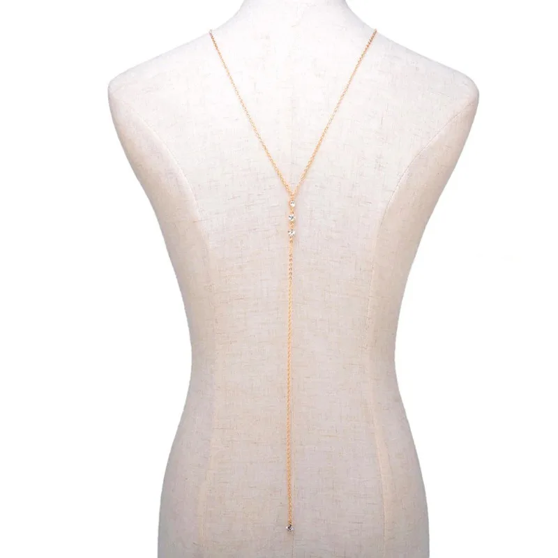 Hot Sale Sexy Women\'s Crystal Back Chain Necklace Bikini Beach Crossover Back Jewelry Wedding Back Dress Accessories Wholesale
