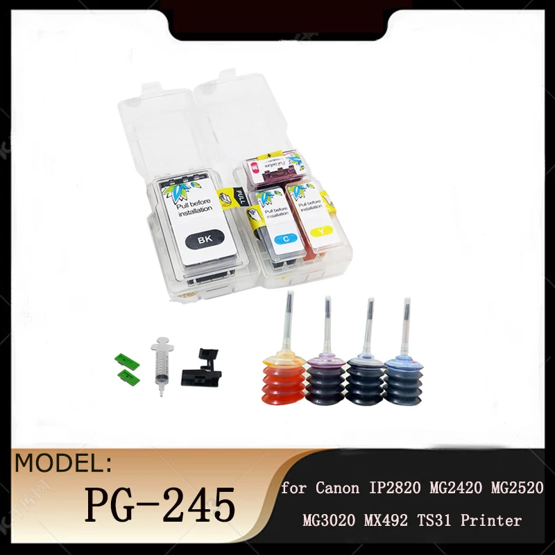 PG-245 245 CL 246 Smart cartridge refill kit for Canon IP2820 MG2420 MG2520 MG2525 MG2920 2924 MG3020 MX492 TS31 Printer