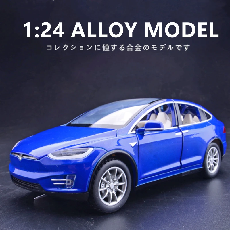 1:24 Tesla Model X Alloy Car Model Diecast Metal Toy Vehicles Car Model Simulation Collection Sound Light Toy Gift