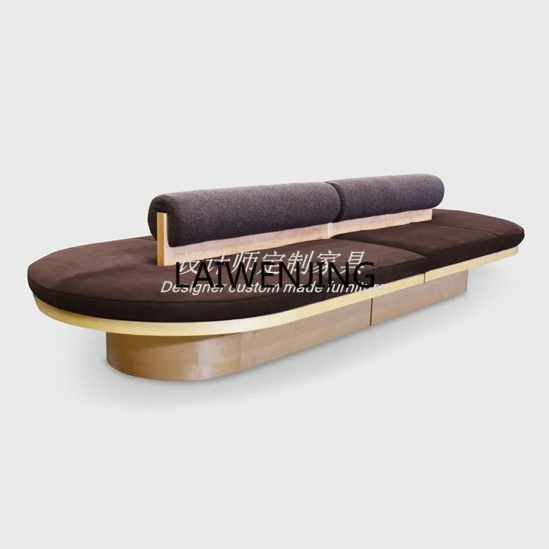 MJY solid wood double-sided seat oval sofa reception Nakajima stool beauty salon fabric card seat