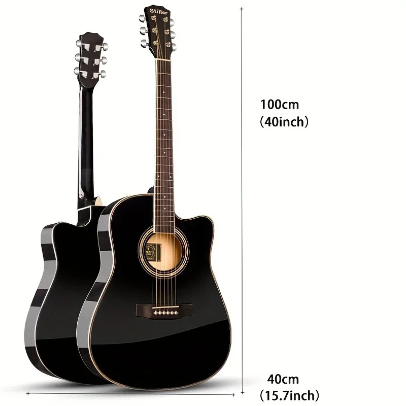 41 Inch Highgloss Guitarra 6 Strings Folk， 40 Inch Beginner Male and Female Folk Guitar Instrument for Introductory Practice