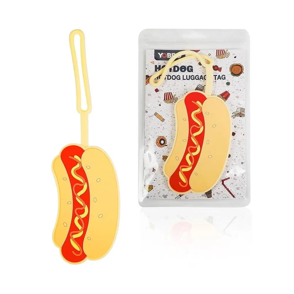 

Squishy Hot Dog Luggage Tag - Fun PVC Bag Identifier for Travel