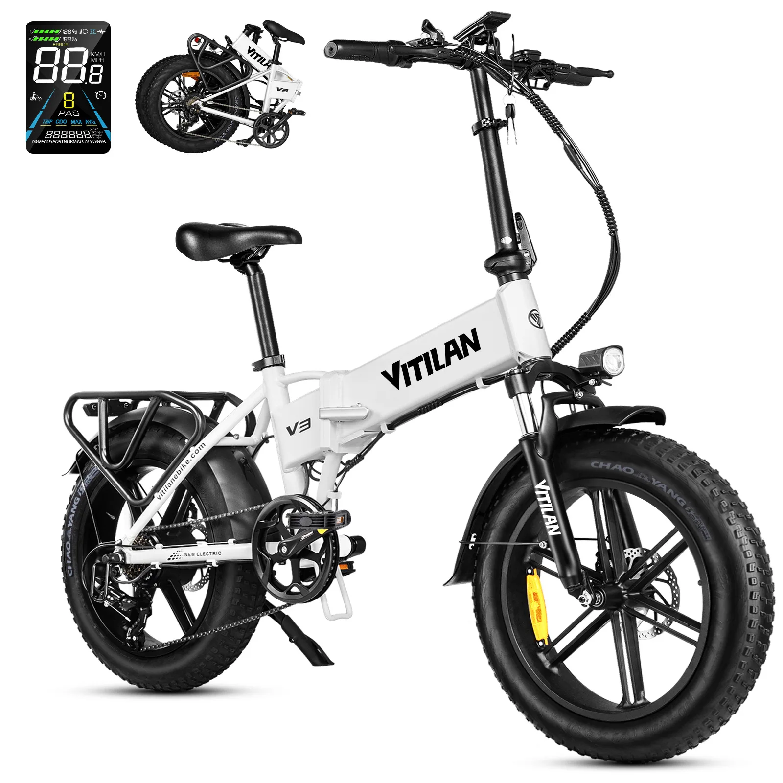 *forOverseas Warehouse Dropshipping VITILAN V3 Aluminum Alloy Electric Bicycle Foldable Rear Hub Motor 20x4.0