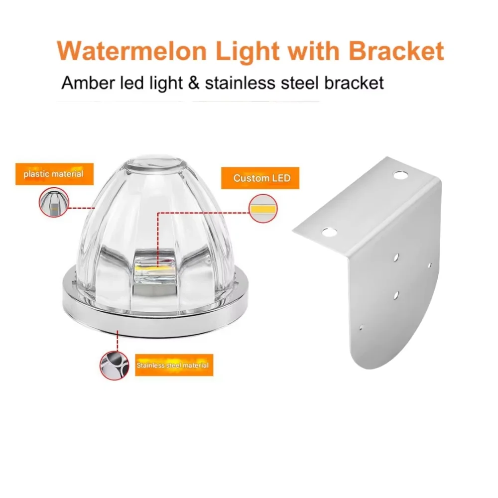 2PCS Glow Watermelon Lights LED Lorry Side Light Truck Trailer Lamp Dual Color Strobe Side Marker Lamp Clearance Light for Truck
