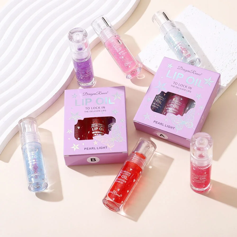 ملمع الشفاه 3 قطعة مجموعة غرامة لامع بيرليسسينت درجة الحرارة تغيير ترطيب الشفاه وصمة عار جليدية شفافة ملمع الشفاه زيت الشفاه للنساء #4