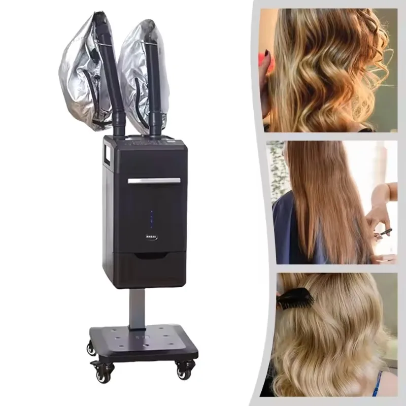 

Professional Nano Mist Hair Steamer 2 Person Double Steam Pipe Salon Barbershop Hair Scalp Ozone Care Machine with Cap