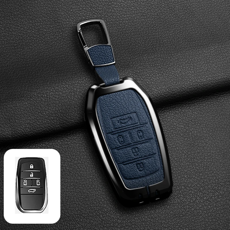 Passende Schlüsselhülle aus Zinklegierung und Leder für Toyota CHR Hilux Fortuner Land Cruiser 200 Camry Corolla Crown RAV4 Highland – Detail 27