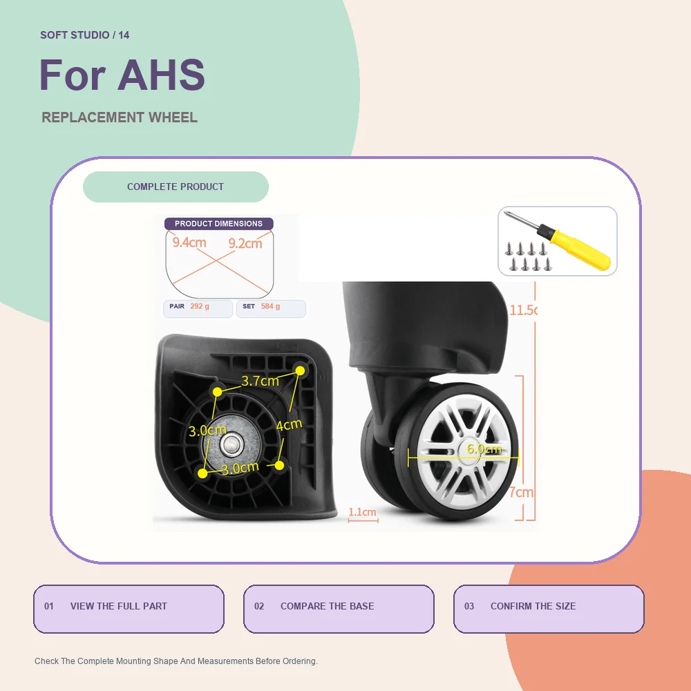 Travel Luggage Caster Replacement Wheel For AHS Silent Suitcase Caster Repair Accessory Premium Travel