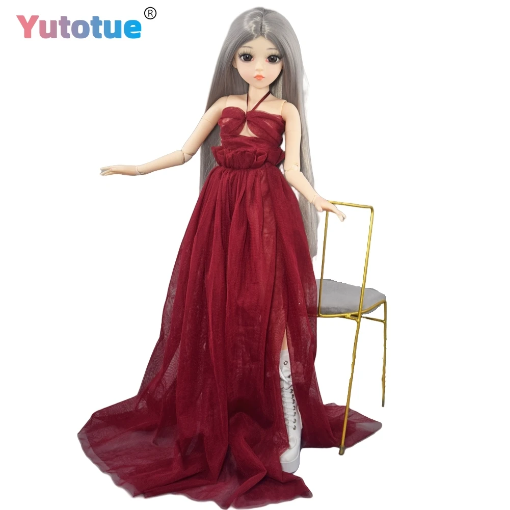 

YUTOTUE 1/3 BJD Doll Toy 24 inch Large Girl Doll with Makeup Face and Grey Wigs Clothes Shoes Lifelike