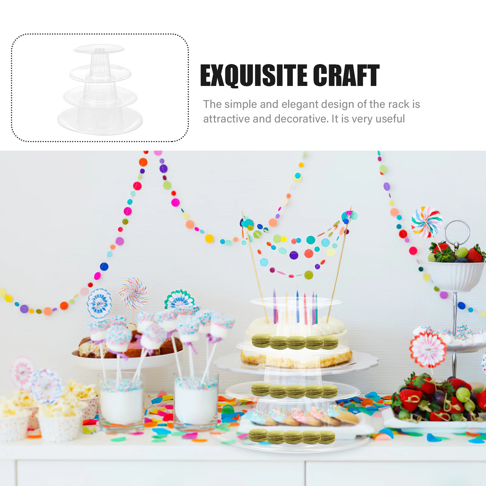 

Macaron Display Rack 4-Tier Plastic Cake Stand For Wedding Party Dessert Display Tower Cupcake Fruit Holder Kitchen Bar