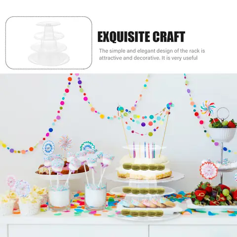 Macaron Display Rack 4-Tier Plastic Cake Stand For Wedding Party Dessert Display Tower Cupcake Fruit Holder Kitchen Bar