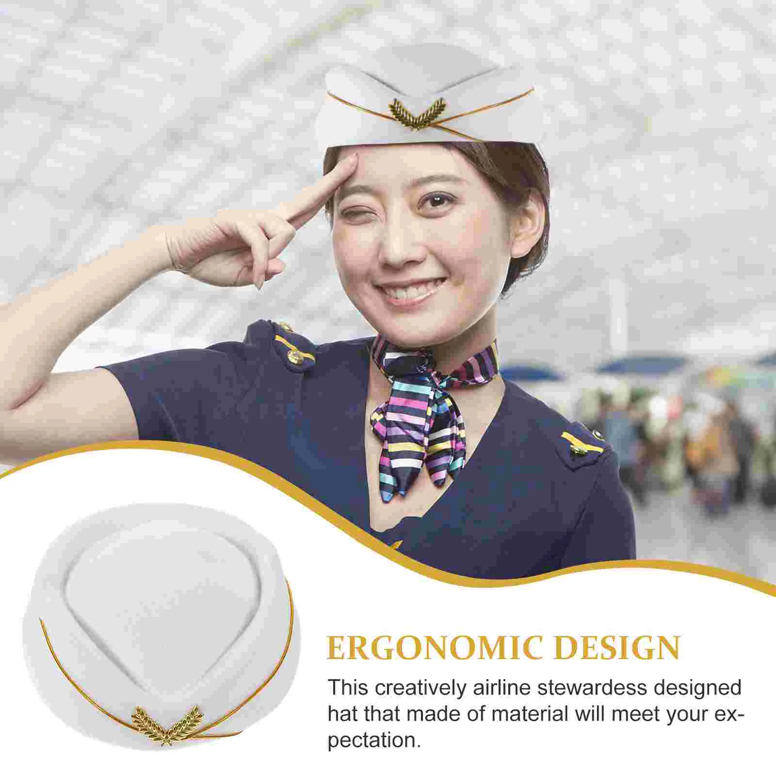 Stage Performance Hat Stewardess Cosplay Accessories Decorative Airline Flight Attendant Cap