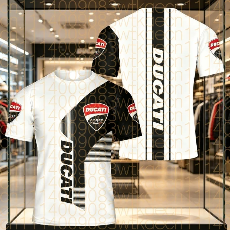 2026 Popular Fashion Outdoor Racing Tops Motorcycle Printed T-shirt Men's Women Casual Short-sleeved Streetwear Family Kids Tees view 2