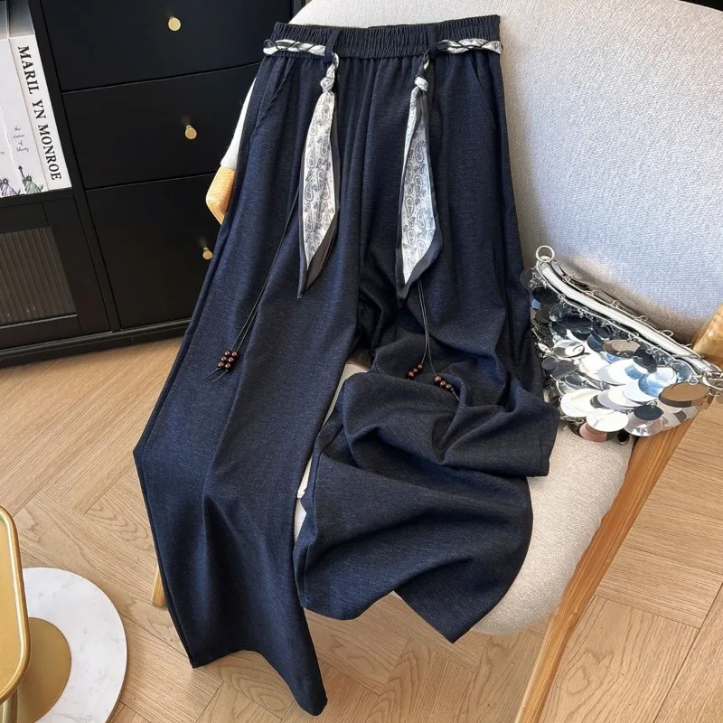 

2025 Autumn New Retro Casual Loose Wide-leg Pants for Women with High Waist Slimming Straight Trousers