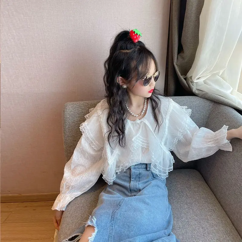 Korean Childrens Wear 2023 Spring Set Fashionable Girls Spring Wear Childrens Denim Set Skirt Girls Fashion Cotton Sets