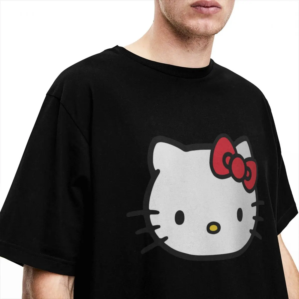 Casual Hello Kitty T Shirt Men Women's Pure Cotton Tee Shirt Plus Size Clothing