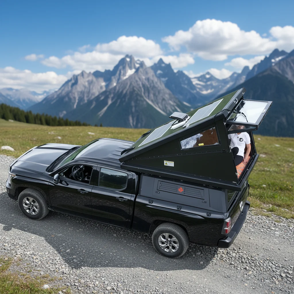Premium Carbon Fiber Wedge Rooftop Camper for Pickup Truck Van Sprinter RV-Four-Season Use