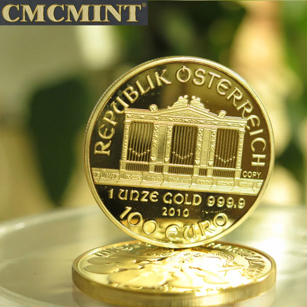 عملة مستديرة نحاسية مطلية بالذهب ، عملات تذكارية ، 1 أونصة ، ميلز ، يورو وينر ، 24 قيراط