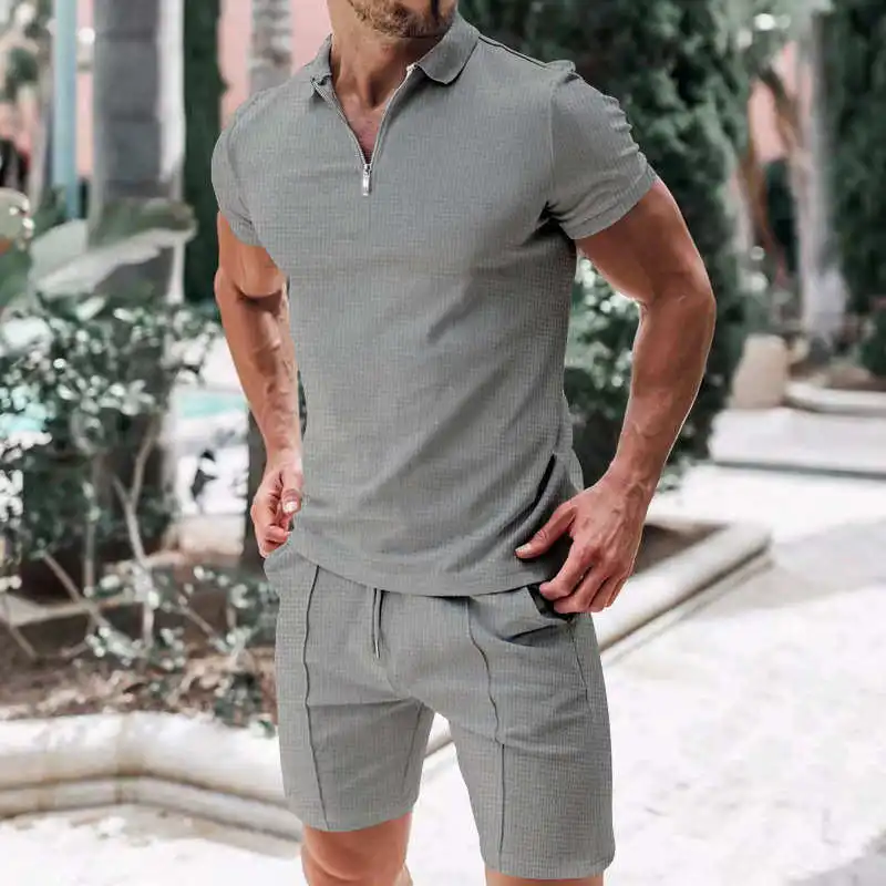 

Summer 2025 Men's Casual Loose ort Sve Set with orts Cross-Border Sportswear Comfortable Cotton Lycra Material