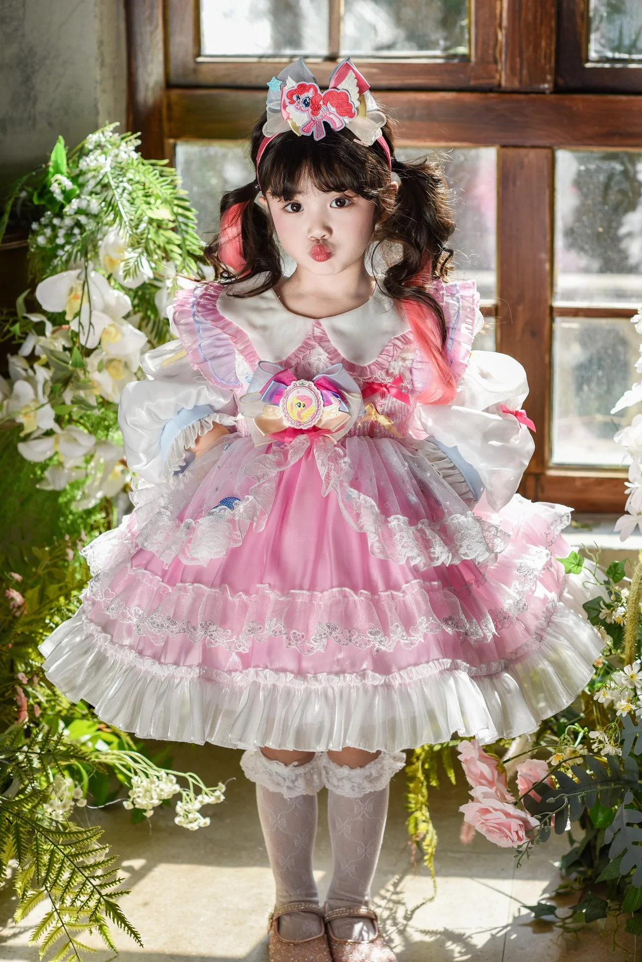 3-9T spring autumn children kids girls fashion cute full sleeve party dress