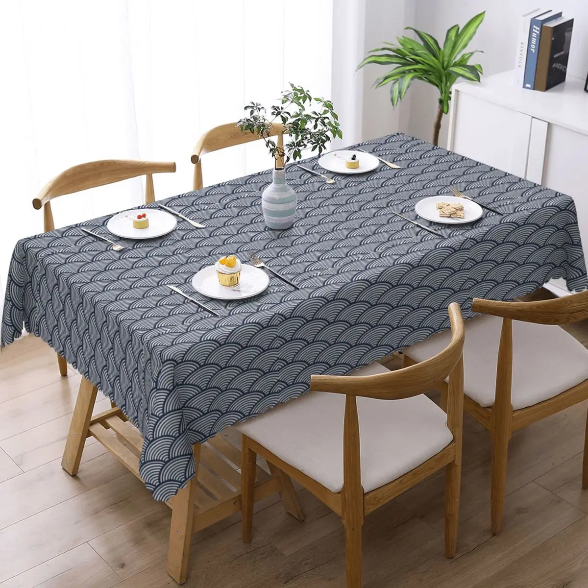Japanese Blue Waves Navy Tablecloth Restaurant Kitchen Rectangular Tablecloth Festival Decorations Tablecloth Dining Table Cover