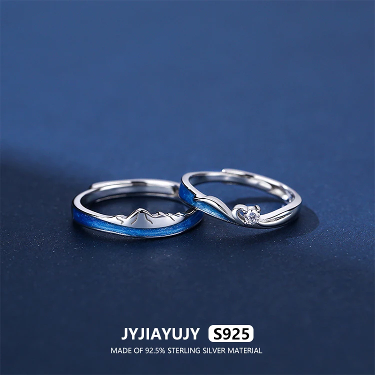 JYJIAYUJY 100% Whole Original Sterling Silver S925 Adjustable Couple Ring Solemn Pledge of Love Fashion Jewelry Gift JYCPR15