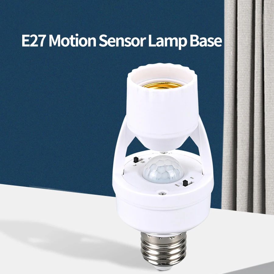 360 Degrees Human Induction Motion Sensor Lamp Socket Base AC85-265V Delay Time Switch E27 Base Holder Socket Adapter Converter