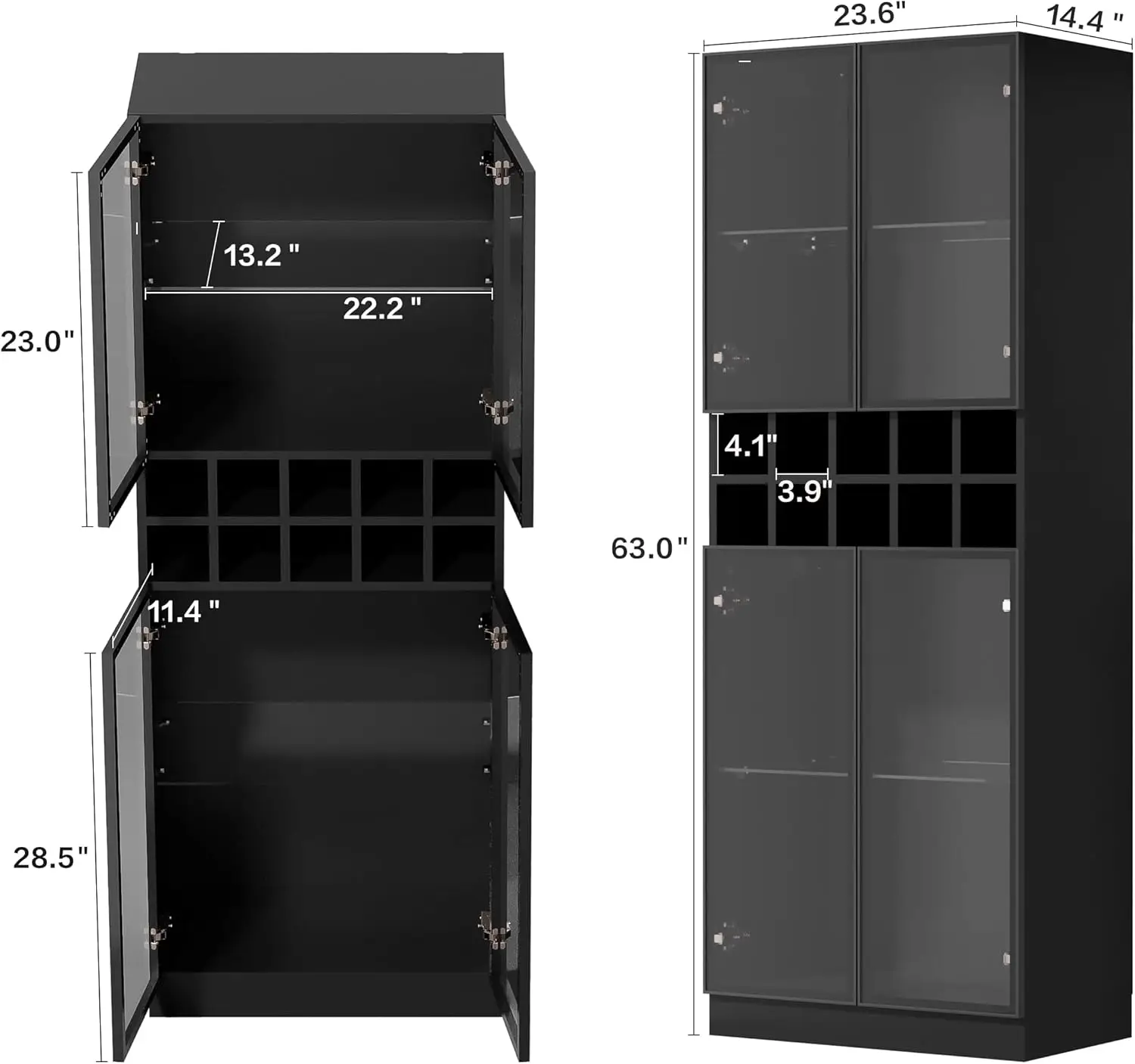 Anbuy Display Cabinet With Light And Aluminum Alloy Door Frame And Glass Door, 6-Tier Storage Shelves With 2 Glass Partitions,