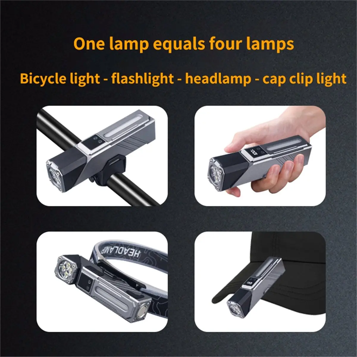 (AIMA) USB Rechargeable LED Flashlight Portable Tail Magnet Flashlight Super Bright RGB Camp Lantern Side COB Emergency Light