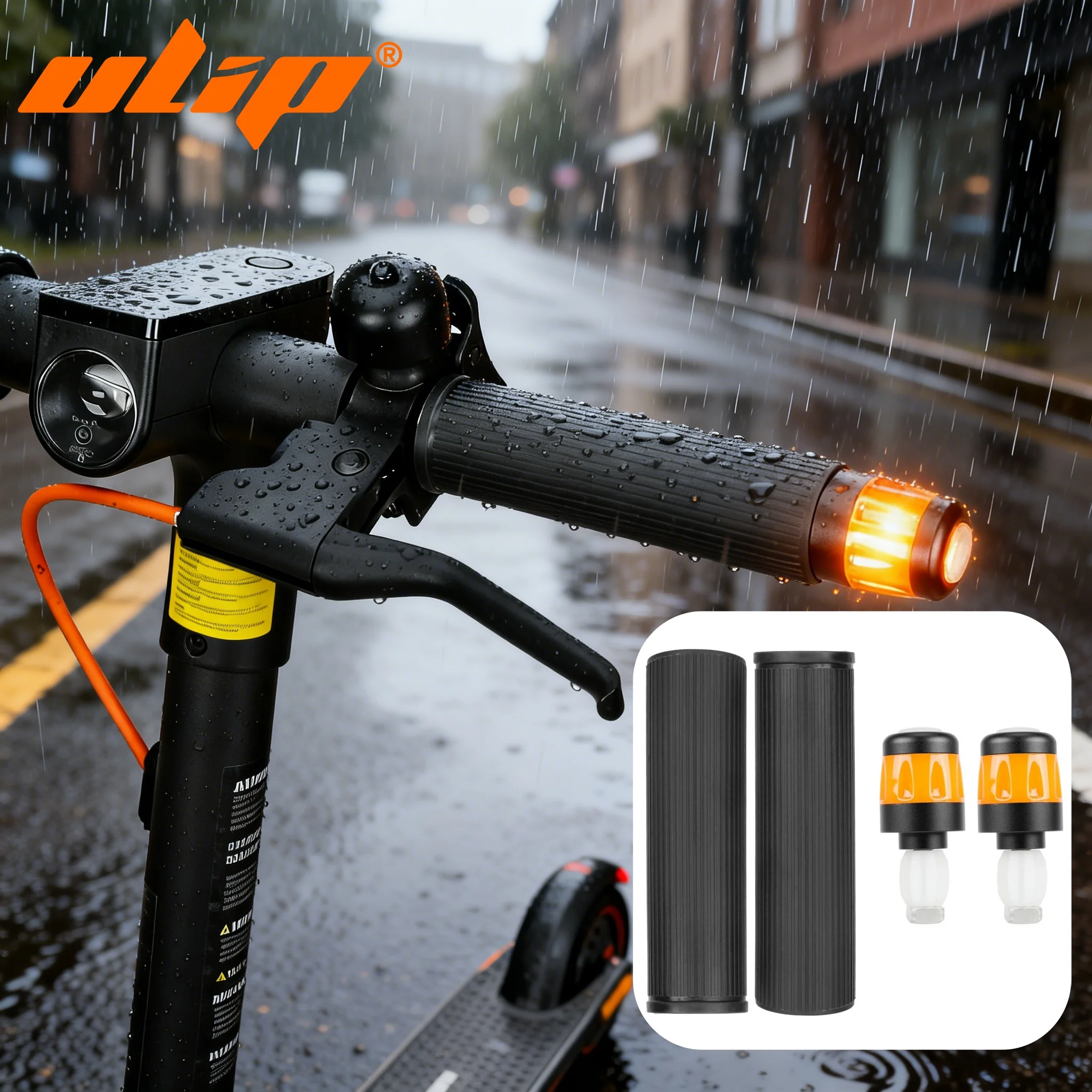 

Ulip Wireless USB Handlebar Grips with LED Signal Lights for Universal Electric Scooter E-Bike Waterproof Smart Bar Grip Lamps