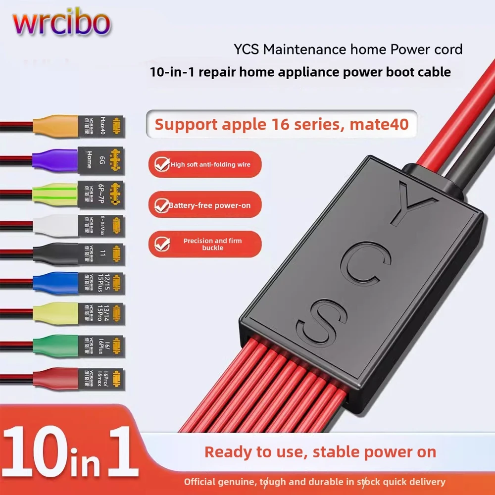 YCS-D01 Charging Boot DC Power Detection Line For iPhone 6 to 16 Pro Max Battery Clip Motherboard Testing Boot Cable Tool