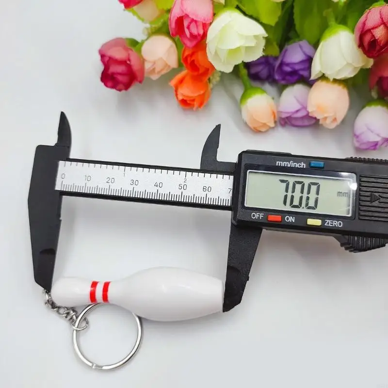 D5BB 12 ชิ้นโบว์ลิ่งพวงกุญแจโบว์ลิ่ง Pin Key โบว์ลิ่งจี้พวงกุญแจสำหรับเด็กวันเกิดปาร์ตี้คริสต์มาสถุงน่อง