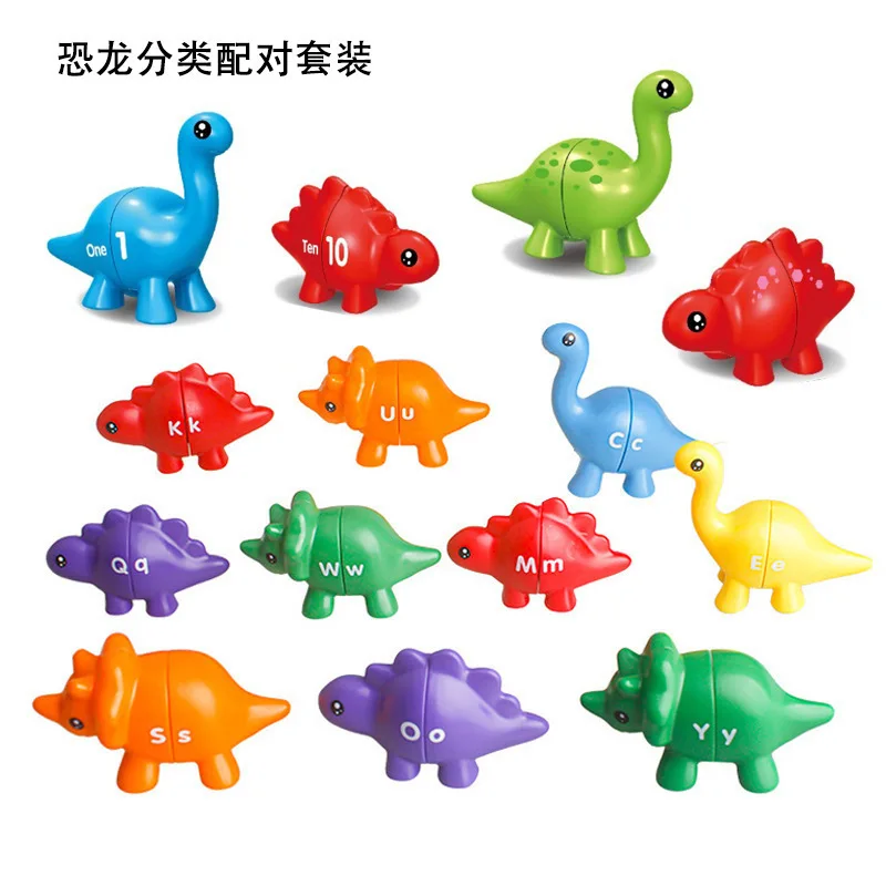 Dinosaur Matching Game Alphabet Number Counting Montessori Math Learning Educational Toy Preschool Cognitive Development Gift