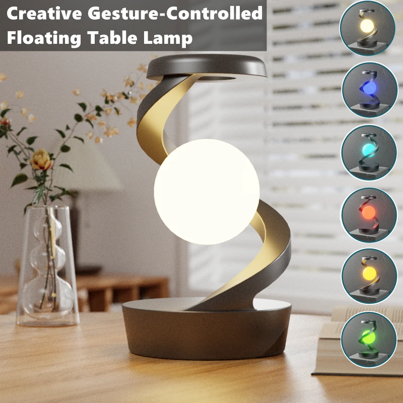 Rotatory Floating Lamp, Table Lamp, Desk Lamp With 15W Wireless Charger And Changeable Colorful Lights, Bedside Sleep Lamp